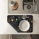 Axyaa Watercolor Forest Kitchen Mat: Absorbent, Antiskid, Quick Drain, Tableware & Dish Drying