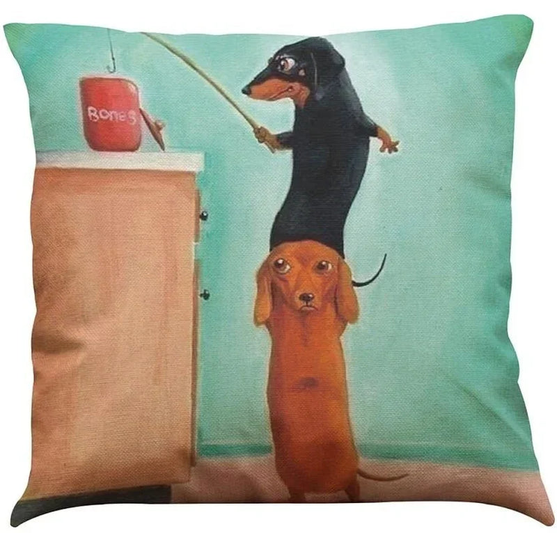Dachshund Linen Pillowcase 45*45cm by Axyaa: Cozy Decor for Car, Bedroom, Sofa & Kids