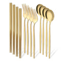 Axyaa 12-Piece Luxury Korean Tableware Set - Stainless Steel Cutlery Fork Spoon Chopsticks