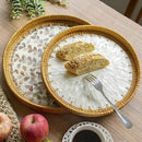 Axyaa Rattan Tray Storage Baskets - Korean Style Shell Decor Crafts for Home