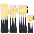 Axyaa 16-Piece Stainless Steel Cutlery Set - Silverware Spoon Knife Fork Tableware