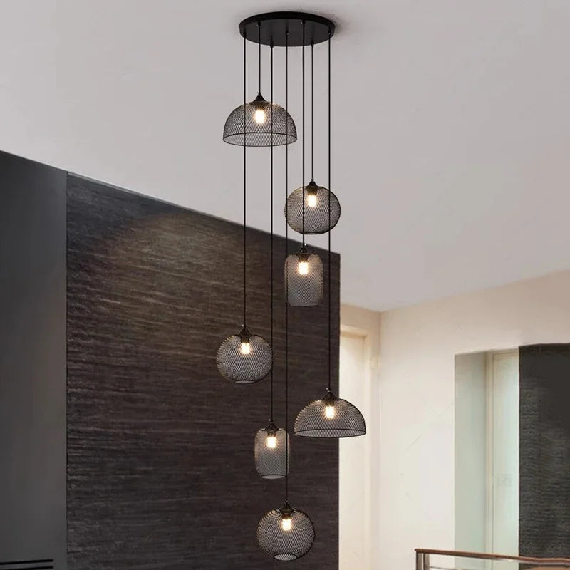 Axyaa Staircase Chandeliers: Modern LED Pendant Light Lamps for Living Room