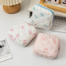 Axyaa Plaid Bow Mini Cosmetic Bag - Compact Travel Jewelry Storage Bag