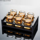 Axya Spirit Glass Set with Wooden Cup Holder - Branded Liquor Glasses & Shot Glasses