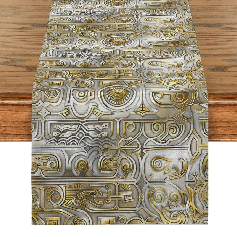 Axyaa Patterned Metallic Texture Table Runner for Home Decoration and Events