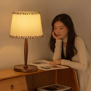 Axyaa Classic Leather Wooden Desk Lamp for Bed Living Room - E27