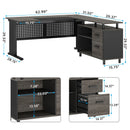 Axyaa 63" Executive Desk with File Cabinet, L Shaped Computer Desk & Storage Shelves
