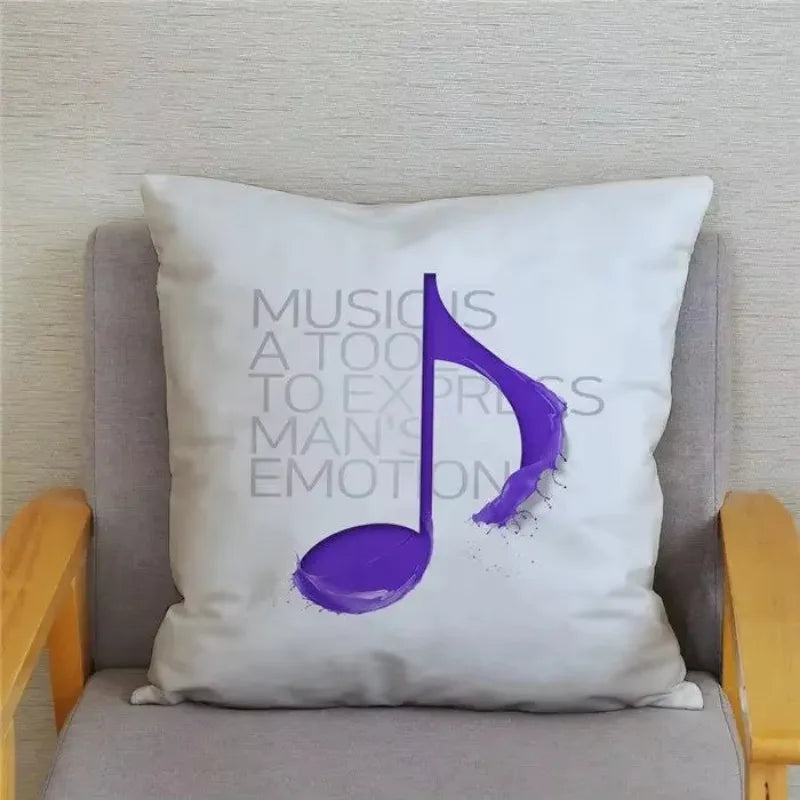 Axyaa Cartoon Sheet Music Printed Cushion Cover for Bedroom and Living Room