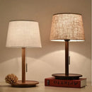 Axyaa Walnut Wood Table Lamp with Cloth Lampshade