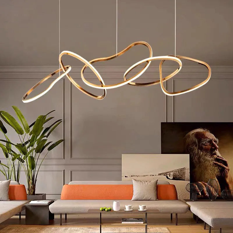Axyaa Maillon Rose Gold Pendant Light - Minimalist Designer LED Ring Light