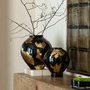 Axyaa Golden Foil Porcelain Vase | Modern Ceramic Table Decor & Plant Pot