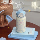 Axyaa 500ml Stainless Steel Tumbler with Straw, Handle - Cute Kawaii Design