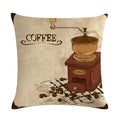 Axyaa Coffee Cup Print Linen Cushion Cover - 45x45CM Sofa Bed Decor