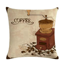 Axyaa Coffee Cup Print Linen Cushion Cover - 45x45CM Sofa Bed Decor
