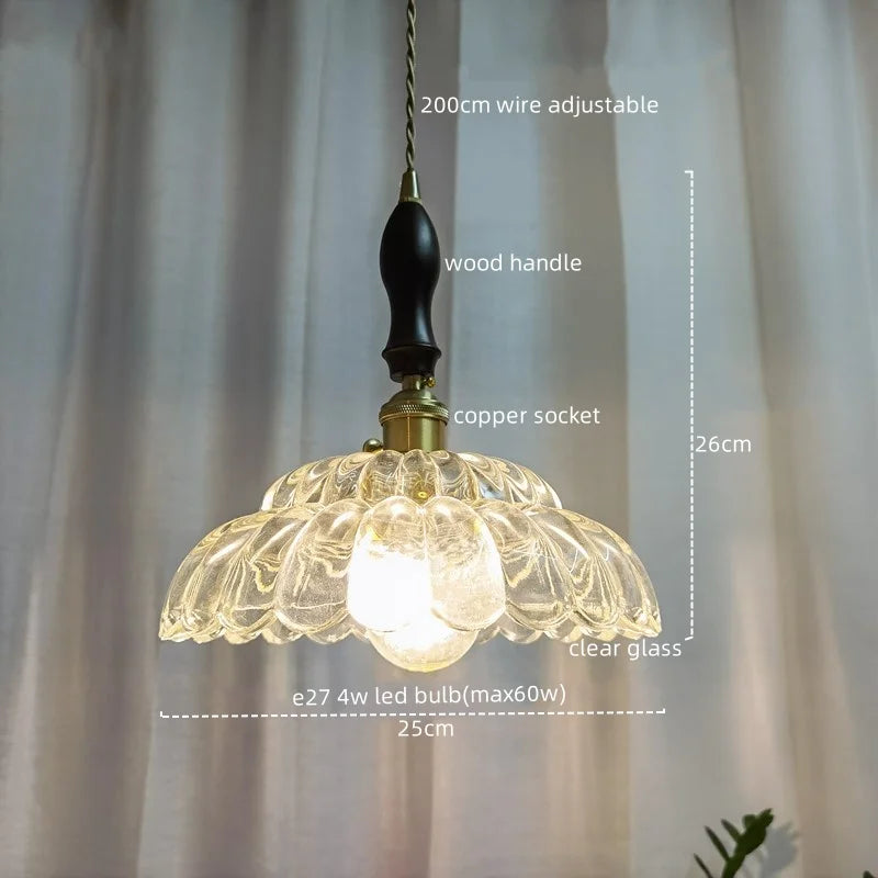 Axyaa Modern Wood Handle LED Pendant Light Fixtures for Dining Room