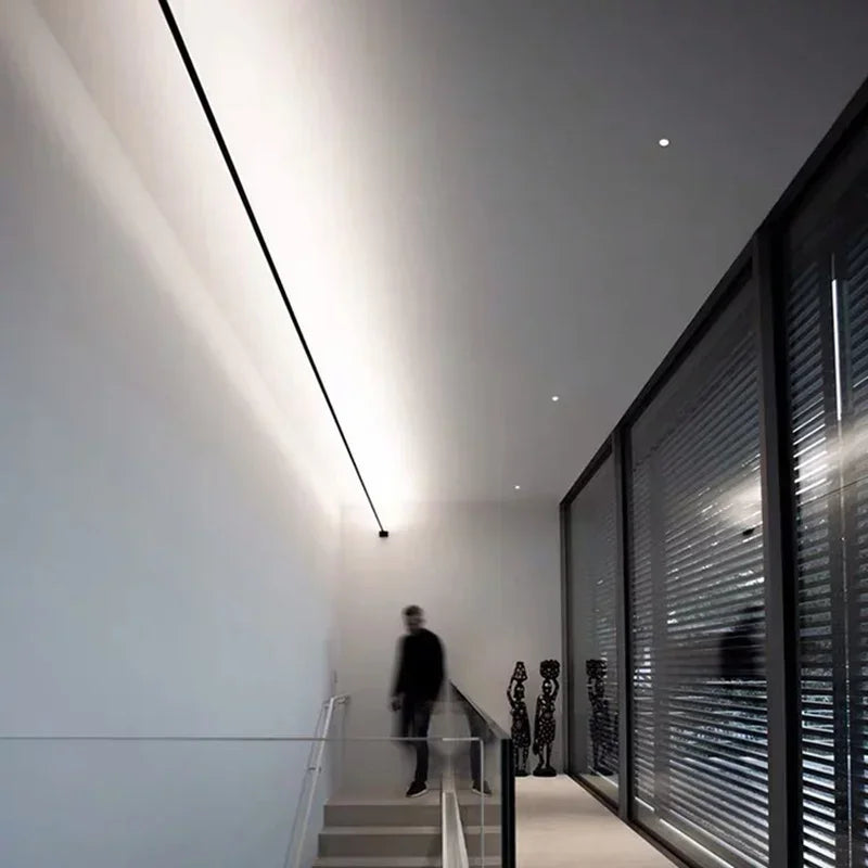 Axyaa LED Linear Wall Lamp Strip Sconce Black/White Steel Bar Villa Aisle Lighting