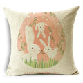 Axyaa Easter Pillowcase with Colored Eggs and Rabbit Print