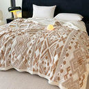 Axyaa Geometric Jacquard Fleece Blanket | Autumn Winter Plush Throw for Sofa