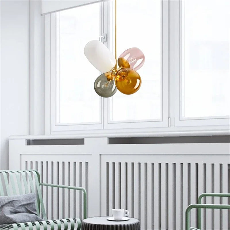 Axya Nordic Glass Chandeliers Colorful Balloon Design for Bedroom Dining Room