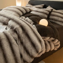 Axyaa Winter Luxury Coral Velvet Queen Duvet Set - Thick & Soft Solid Color