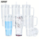 Axyaa Double Layer Straw Water Bottle with Handle and Lid Snowball Cup