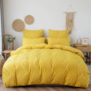 Tufted Wave Duvet Set: Boho Geometric Green Quilt Cover & Pillowcase, All-Seasons, US King Size