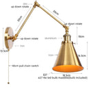 Axyaa Swing Arm LED Wall Sconce - Industrial Style Bedside Lamp