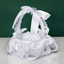 Axyaa Lace White Flower Girl Basket for Wedding & Bridal Events