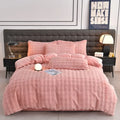 Axyaa Velvet Bedding Set: Duvet Cover, Comforter, Sheet, Pillowcase - 4pc Set