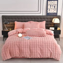 Axyaa Velvet Bedding Set: Duvet Cover, Comforter, Sheet, Pillowcase - 4pc Set