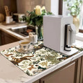 Axyaa Watercolor Plant Branches Drying Mat - Non-Slip Absorbent Tableware Counter Mat