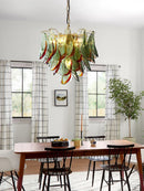 Axyaa Murano Glass Petal Chandeliers: Vintage Italian Pendant Lights for Living Room, Bedroom, Dining Table
