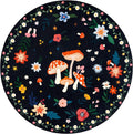 Axyaa Mushroom Floral Round Rug: Non-slip, Washable, Luxury Decor for Living Room & Bedroom.