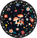 Axyaa Mushroom Floral Round Rug: Non-slip, Washable, Luxury Decor for Living Room & Bedroom.