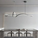 Axyaa Nordic Minimalist Curve LED Dining Room Pendant Lights Chandeliers, Creative Restaurant Bar Decor Fixtures