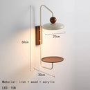 Axyaa Modern White Metal Wall Light with Dark Wood Base for Bedroom ParlorREADINGSTUDYLamp