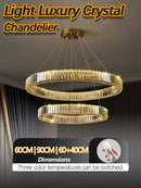 Axyaa Crystal Duplex Staircase Chandelier: Modern LED Luxury Light for Elegant French Hall.