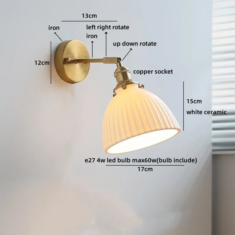 Axyaa White Glass LED Wall Lamps - Modern Nordic Interior, Up Down Rotate Lighting