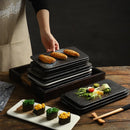 Axyaa Ceramic Sushi BBQ Plate: Japanese Style Rectangular Flat Plate for Restaurant