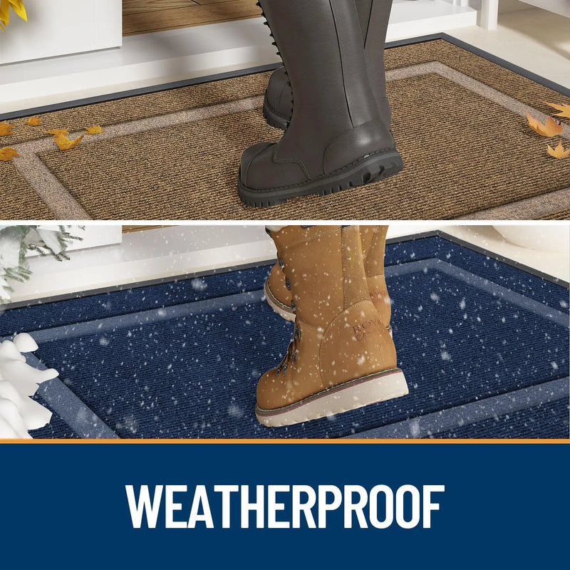 Axyaa Rubber Entryway Mat: Durable Indoor Outdoor Waterproof Doormat - Low Profile & Easy Clean