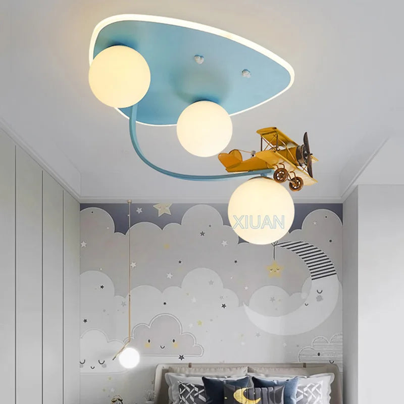 Axyaa Kids Yellow Airplane Ceiling Lamp for Bedroom, Nursery & School