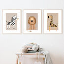 Axyaa Bohemian Giraffe Zebra Lion Toddler Mural Canvas Set