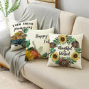 Axyaa Grey Pumpkin Sunflowers White Throw Pillowcase for Home Decor