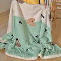 Axyaa Cartoon Puppy Fleece Blanket | Double-Layer Thick Warm Throw | Soft Plush Plaid