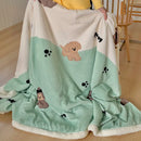 Axyaa Cartoon Puppy Fleece Blanket | Double-Layer Thick Warm Throw | Soft Plush Plaid