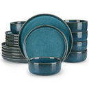Axyaa 18/36 Piece Blue Ceramic Dinnerware Set Vertical Edge Reactive Glaze