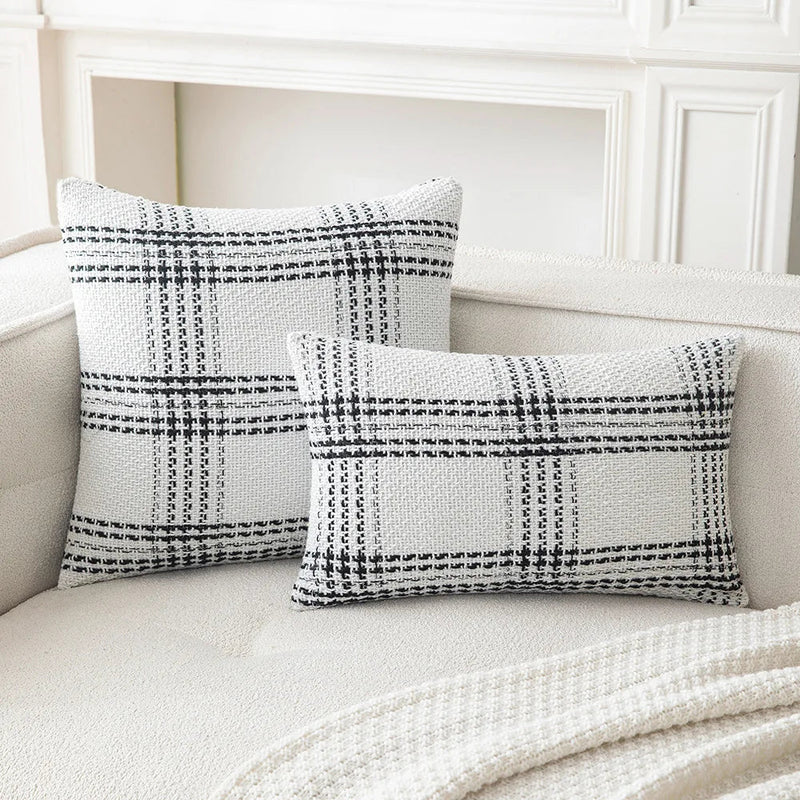 Axyaa Checked Cushion Cover Home Decor Pillow for Living Room