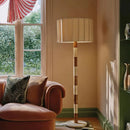 Axyaa Vintage Fabric Ceramic Floor Lamp Luxury Solid Wood Standing Light