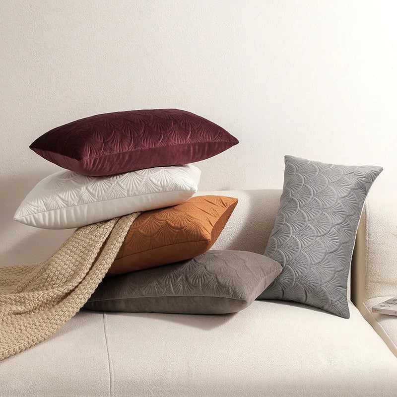 Axyaa Velvet Shell Pattern Throw Pillowcase for Home Decor