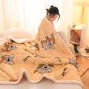 Axyaa Cartoon Pattern Velvet Blanket: Soft Comfort for Winter, Single Double Size